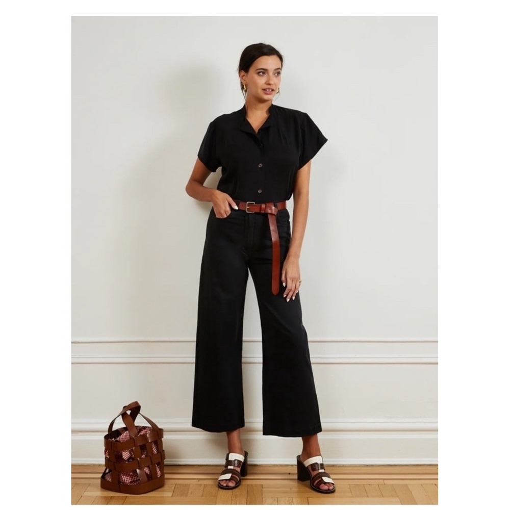 loup toni wide leg ankle pants Size XS Black Charcoal